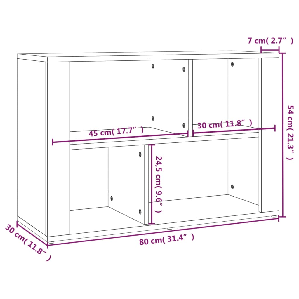 Sonoma Grey Buffet 80x30x54 cm Engineering Holz