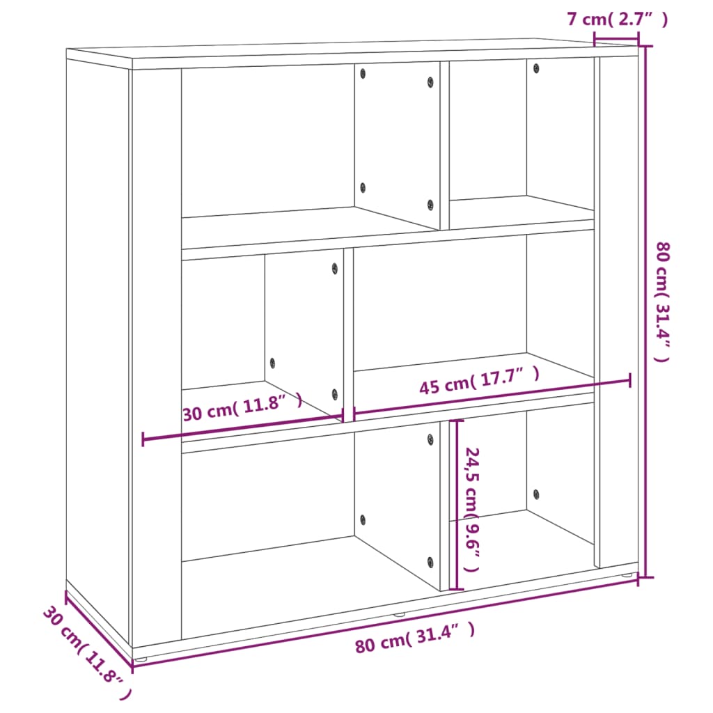 Credenza nera 80x30x80 cm MDF