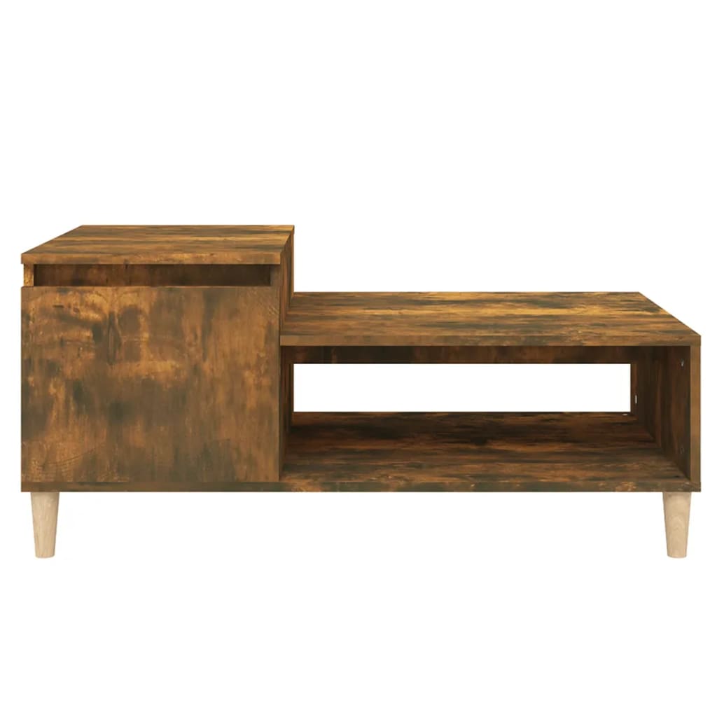 Tavolino in quercia affumicata 100x50x45 cm in legno di ingegneria