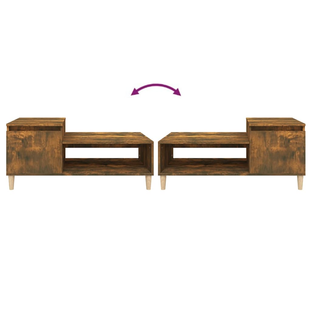Tavolino in quercia affumicata 100x50x45 cm in legno di ingegneria
