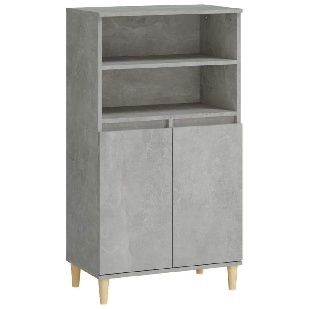 Buffet in cemento grigio alto 60x36x110 cm legno di ingegneria