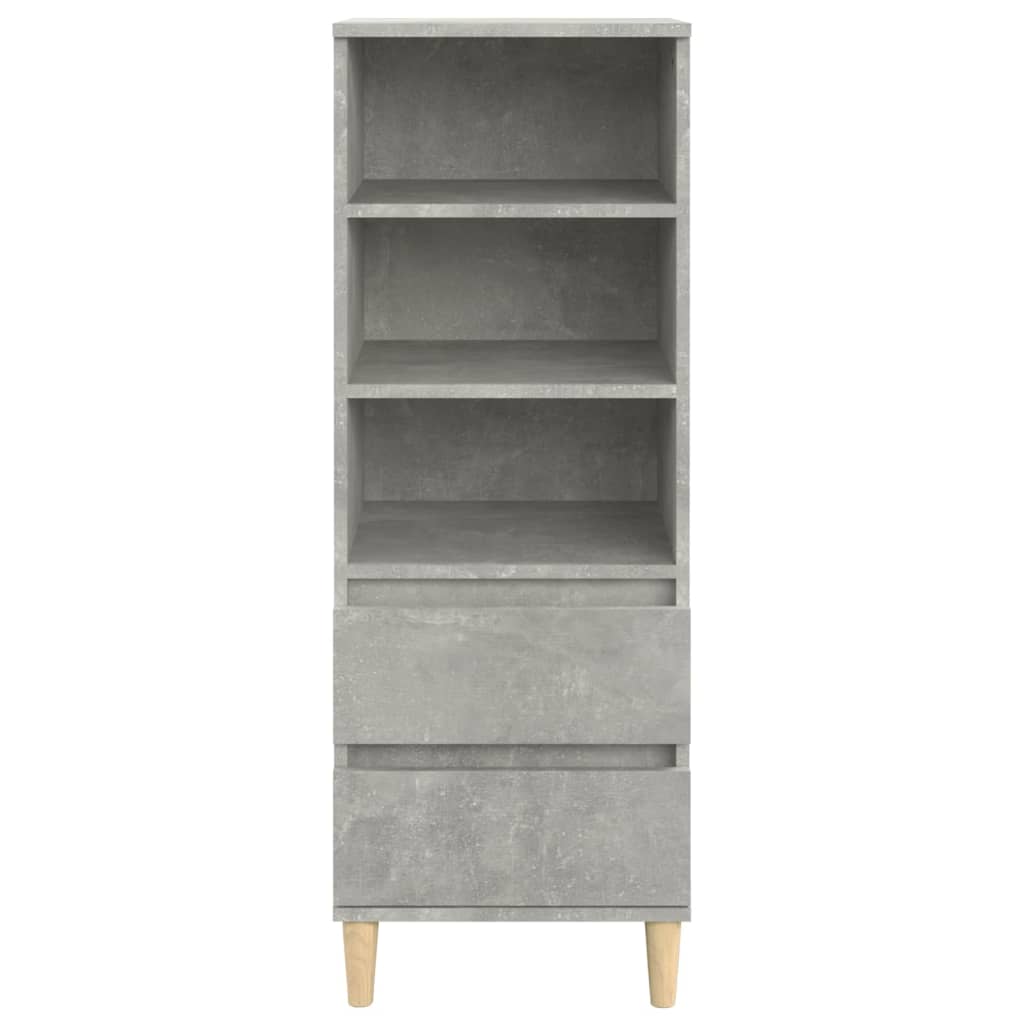 Buffet in cemento grigio alto 40x36x110 cm legno di ingegneria