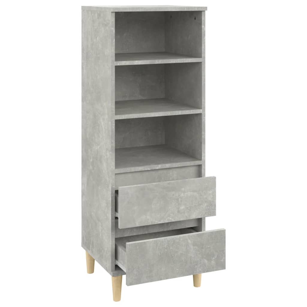 Buffet in cemento grigio alto 40x36x110 cm legno di ingegneria