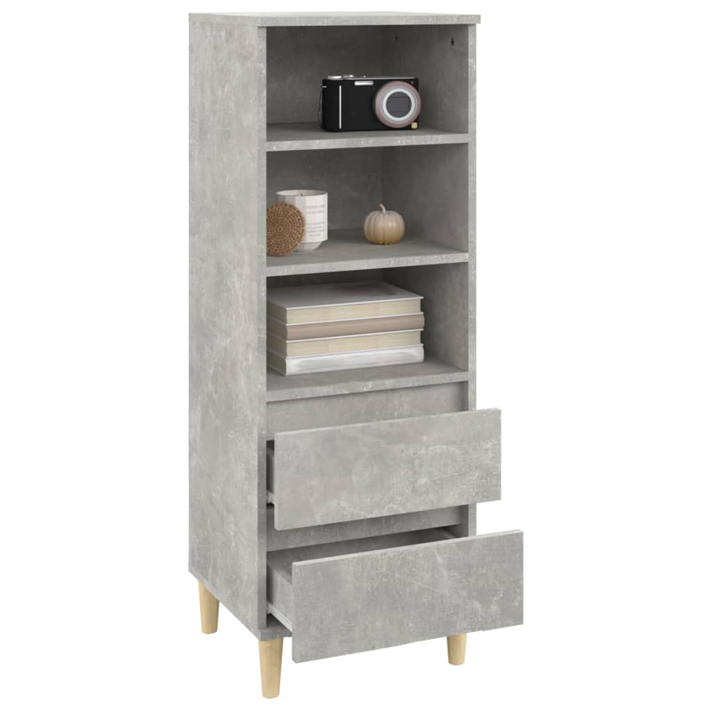 Buffet in cemento grigio alto 40x36x110 cm legno di ingegneria