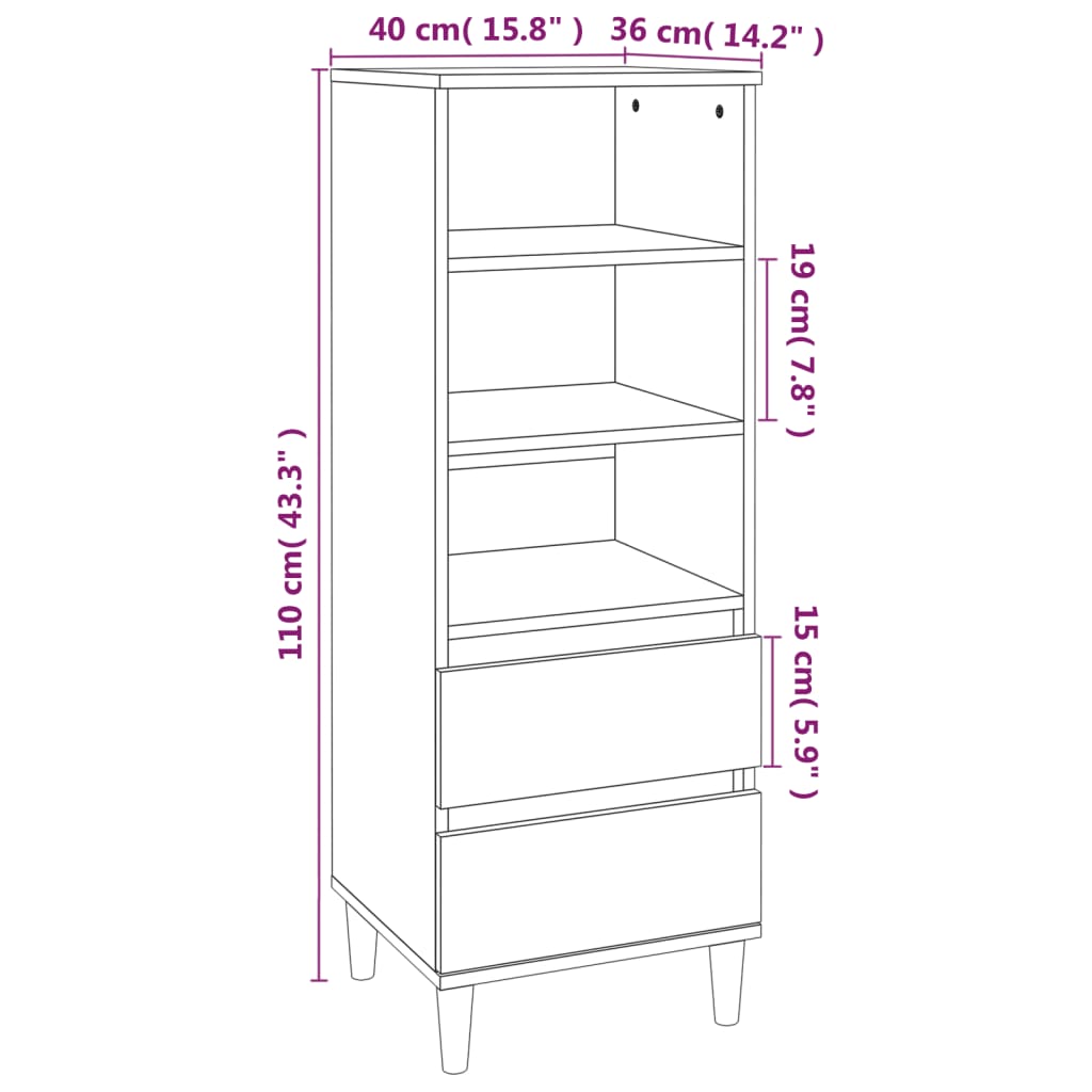 High gray concrete buffet 40x36x110 cm Engineering wood