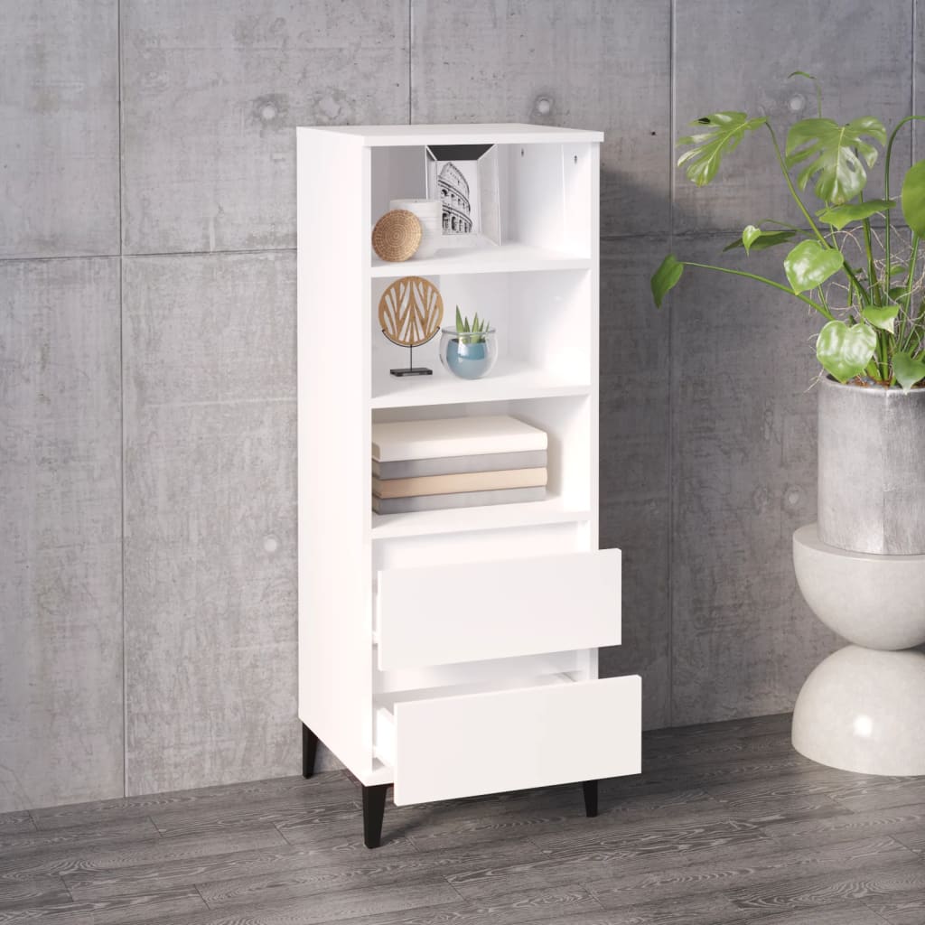 Buffet haut Blanc brillant 40x36x110 cm Bois d'ingénierie