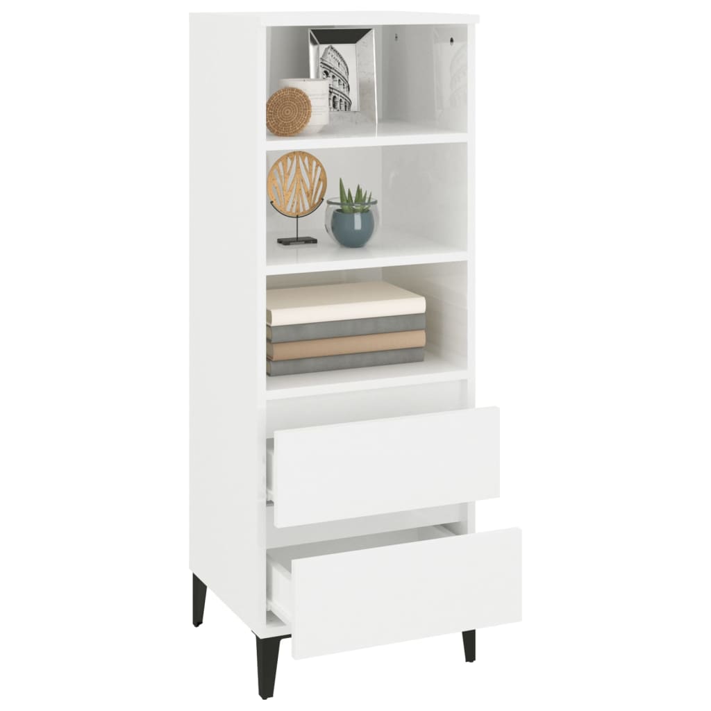 Buffet haut Blanc brillant 40x36x110 cm Bois d'ingénierie