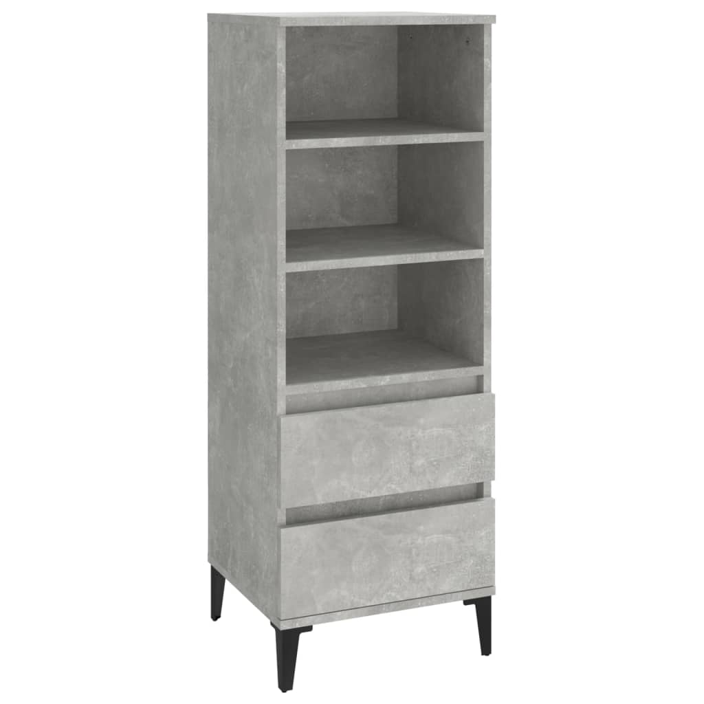 Buffet in cemento grigio alto 40x36x110 cm legno di ingegneria