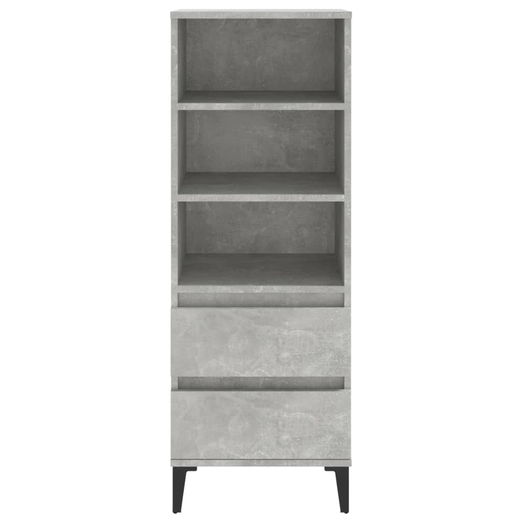 Buffet in cemento grigio alto 40x36x110 cm legno di ingegneria