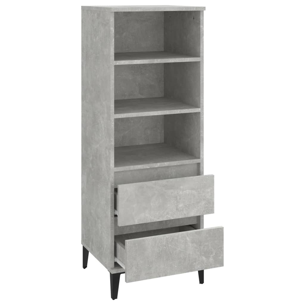 Buffet in cemento grigio alto 40x36x110 cm legno di ingegneria