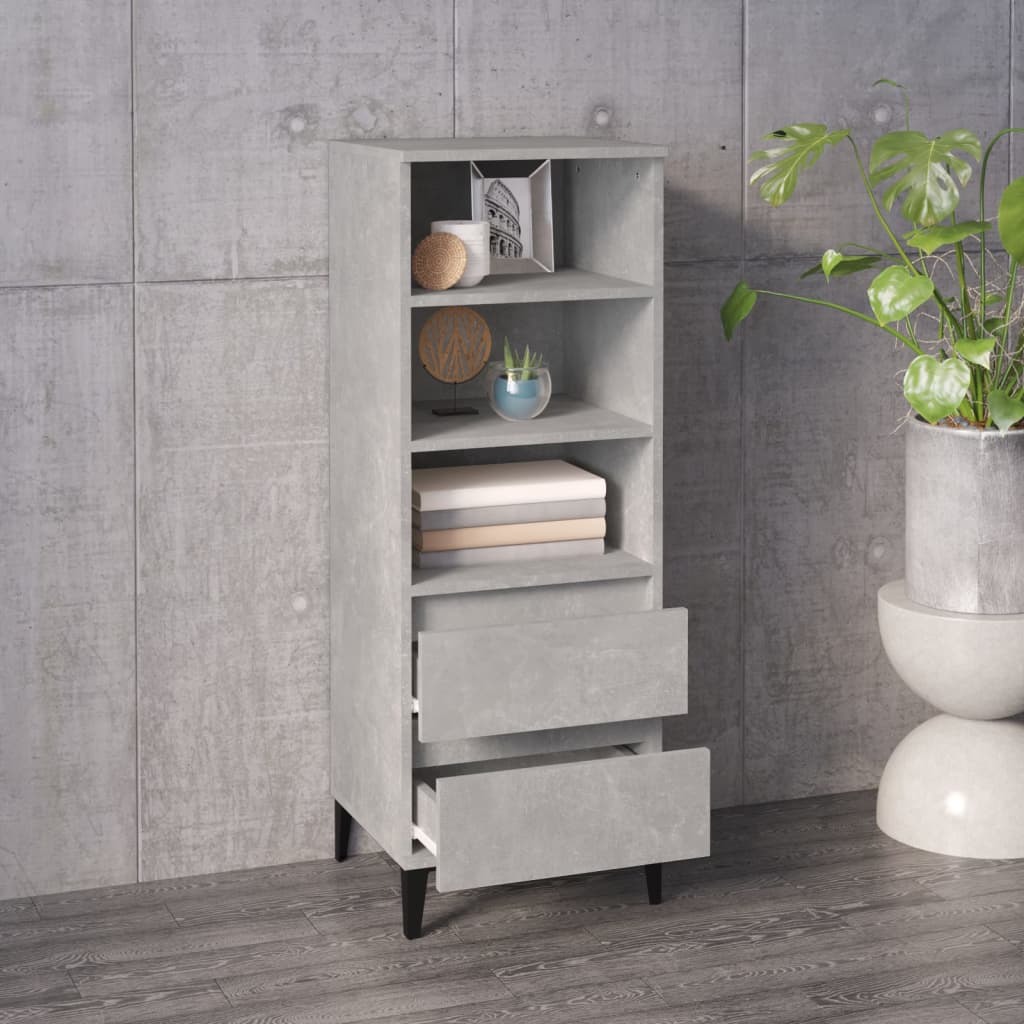 Buffet in cemento grigio alto 40x36x110 cm legno di ingegneria