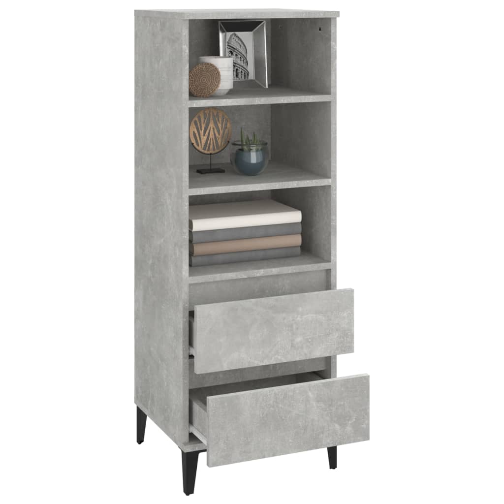 Buffet in cemento grigio alto 40x36x110 cm legno di ingegneria