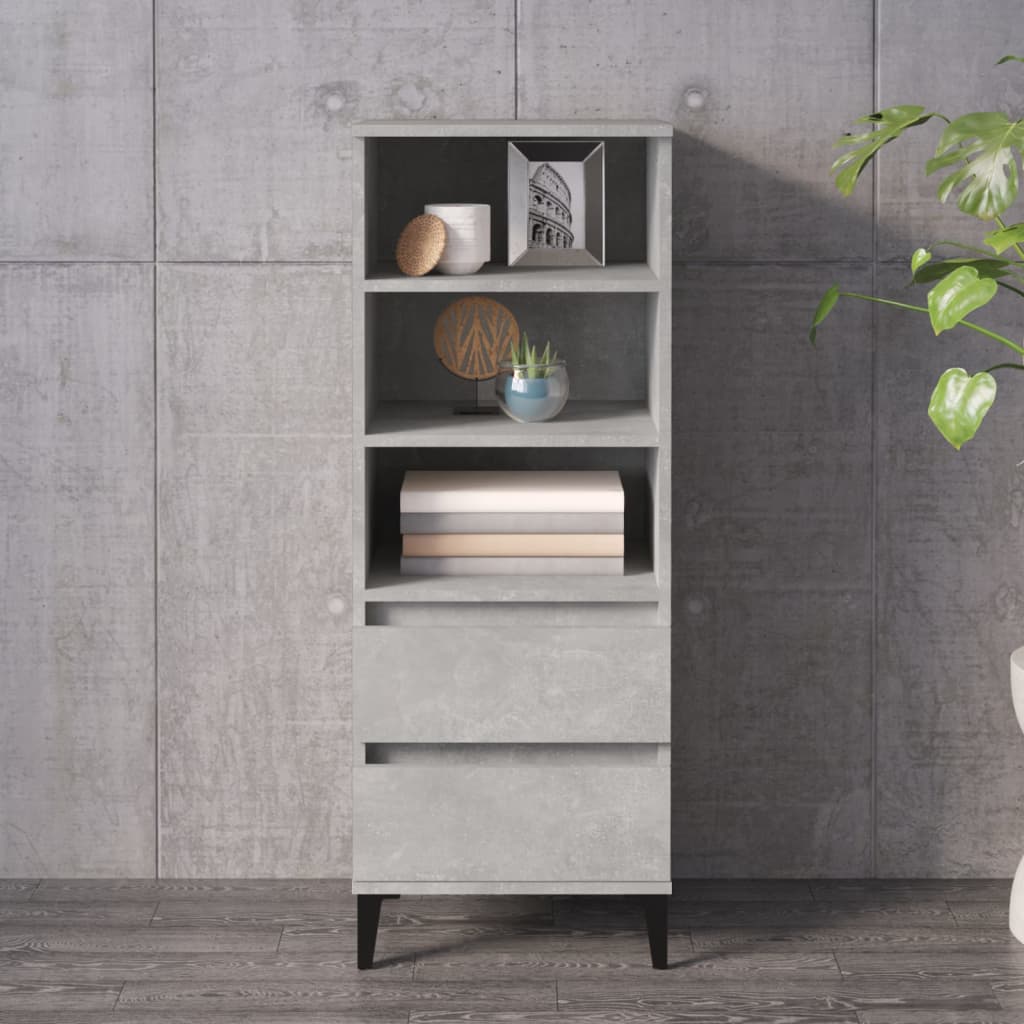 Buffet in cemento grigio alto 40x36x110 cm legno di ingegneria