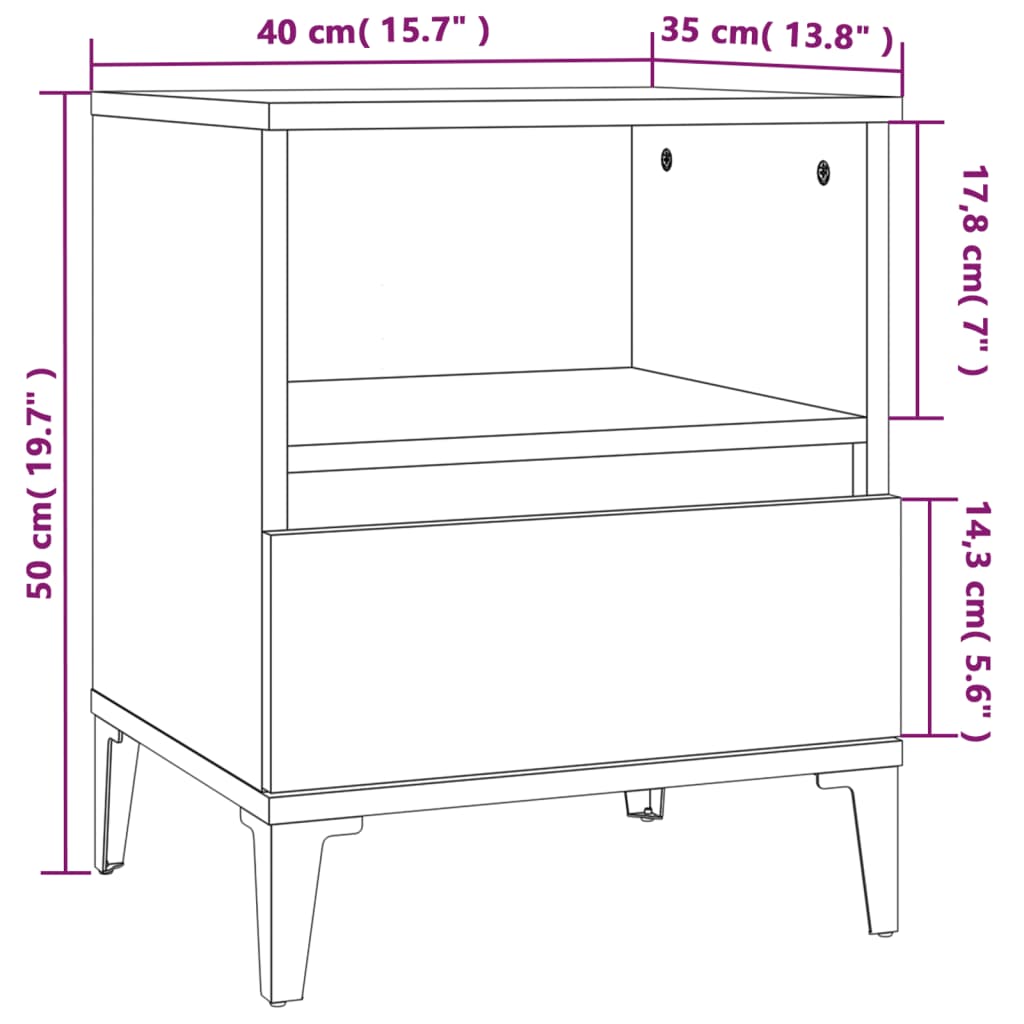Bedside tables 2 pcs white 40x35x50 cm