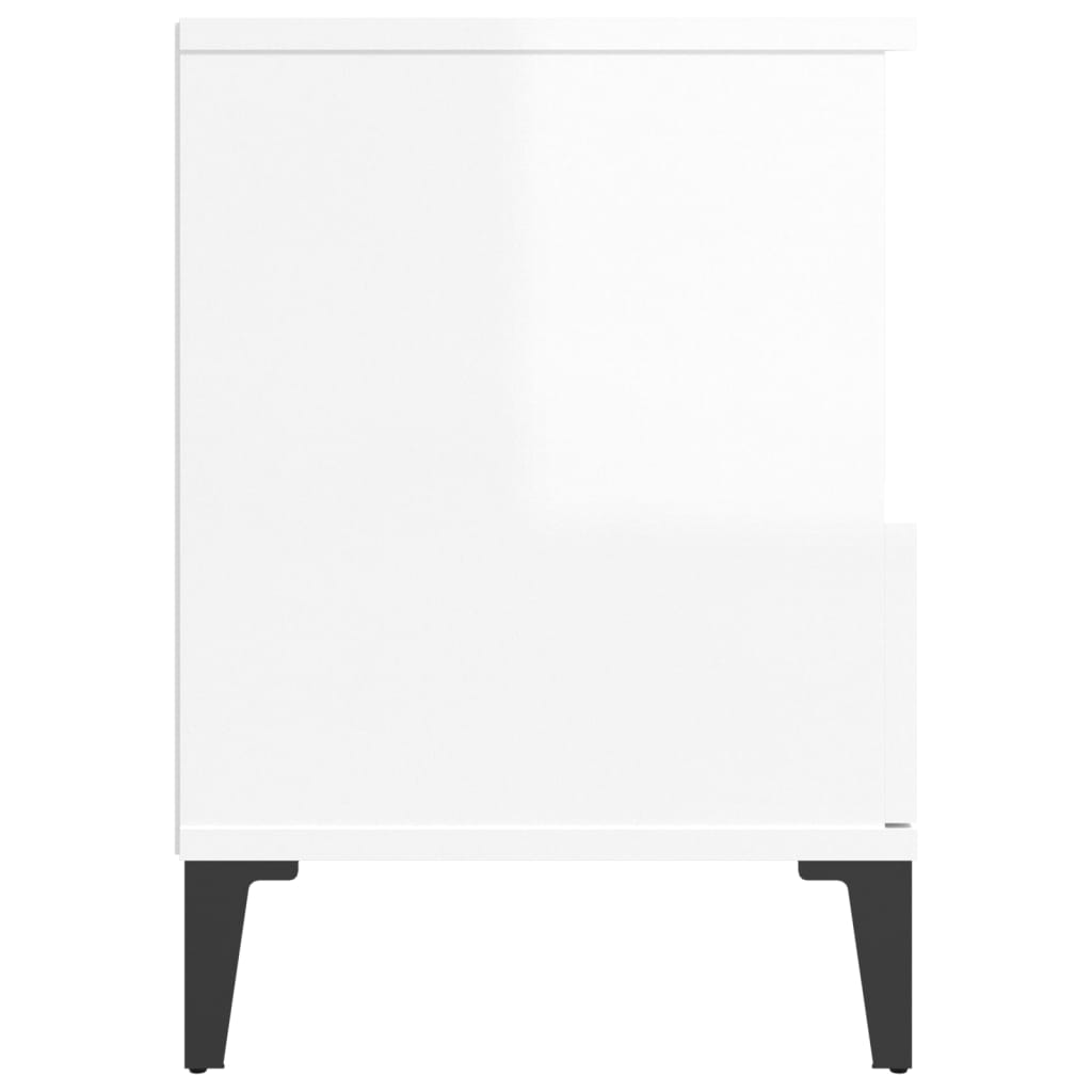 Tavolo da comodino 2 pezzi bianchi lucido 40x35x50 cm