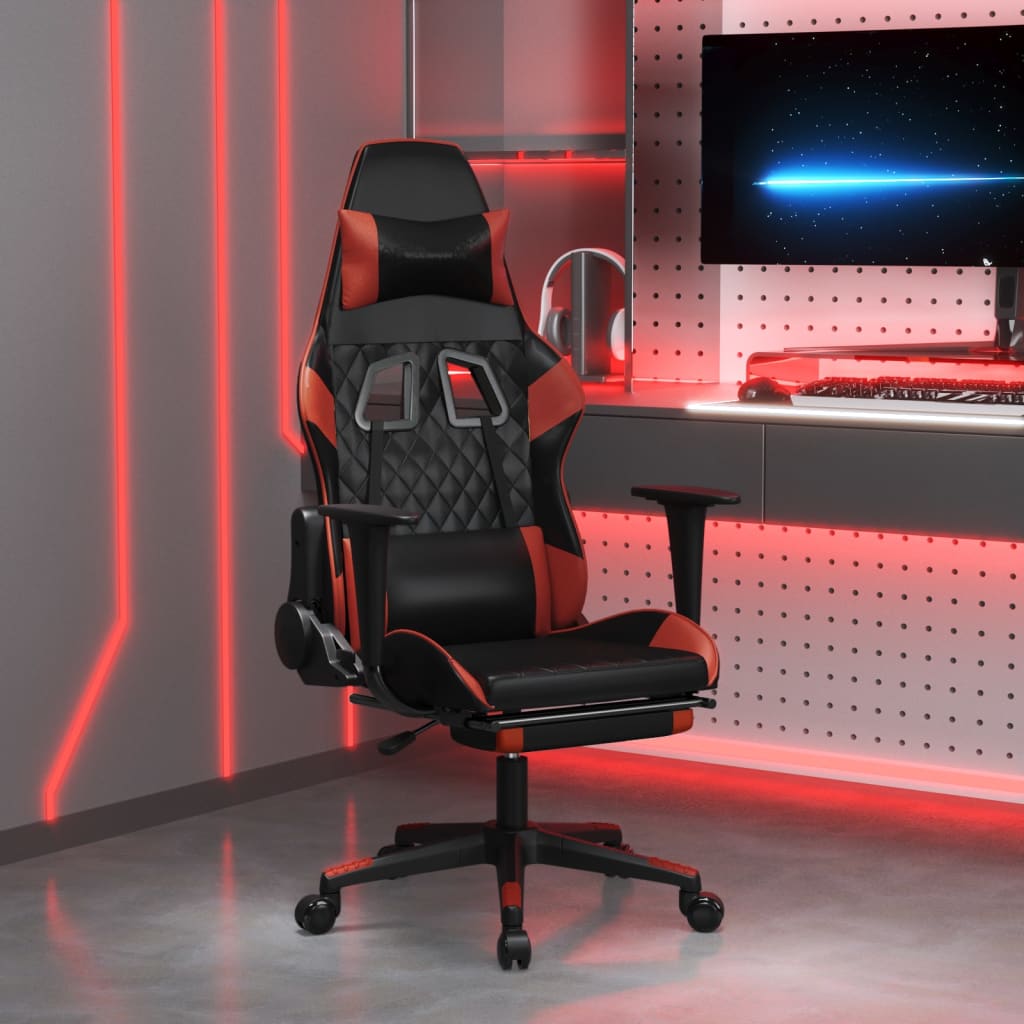 Gaming chair with black/red footrests Bordeaux Simicuir