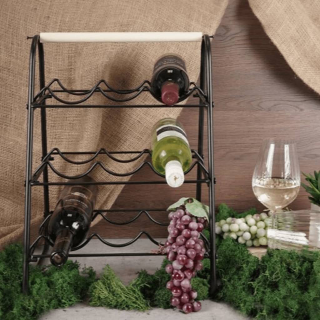Home & Styling Wine Box For 9 Black and Natural Metal Bottles