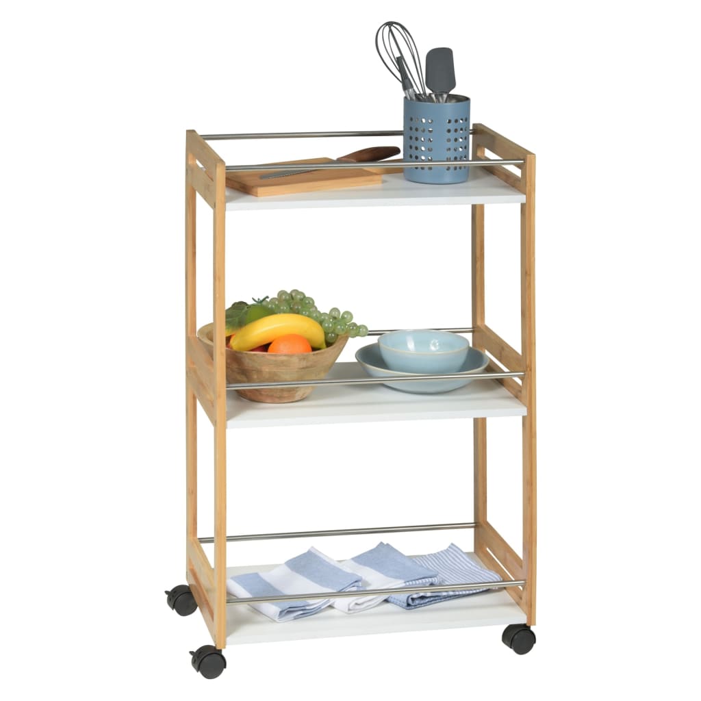 Excellent houseware kitchen cart with 3 bamboo shelves