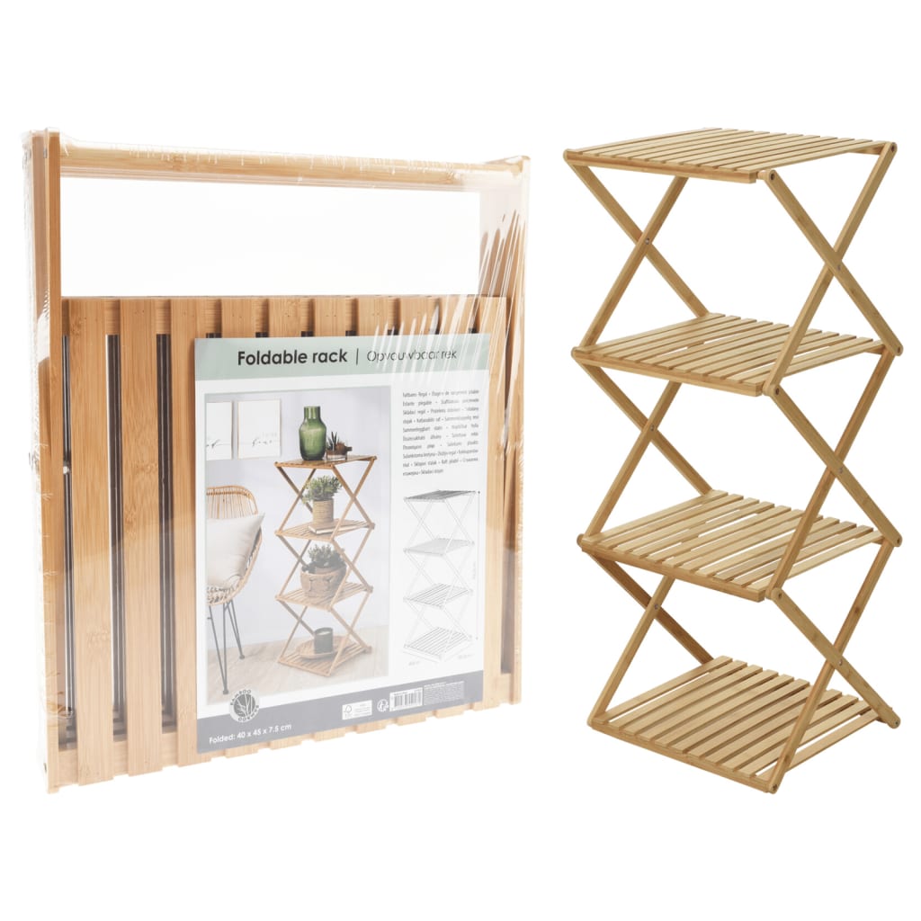 Home & Styling Foldable Shelf 4 Bamboo levels