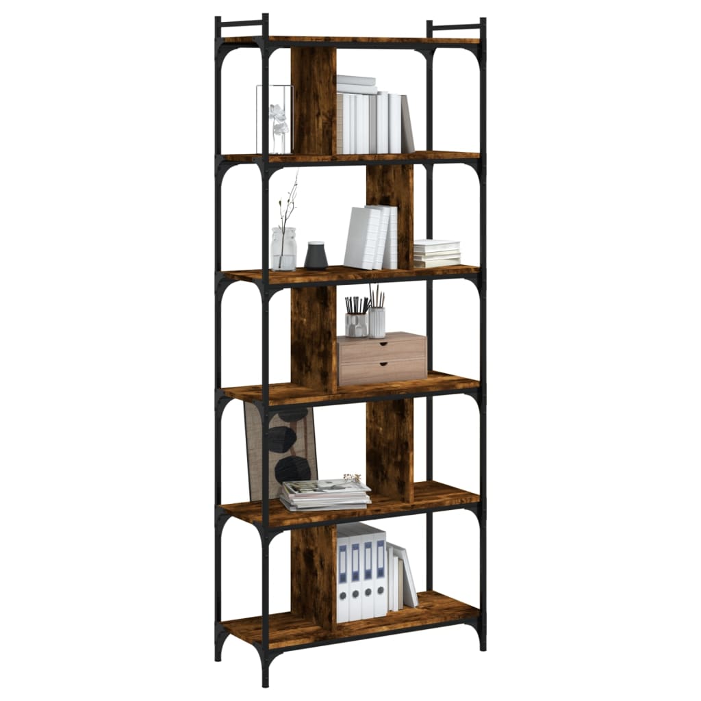 Library 6 levels smoked oak 76x32x192cm engineering wood