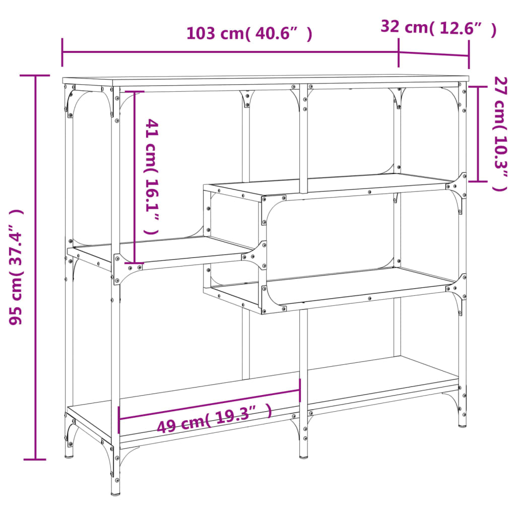 Table console noir 103x32x95 cm bois d'ingénierie