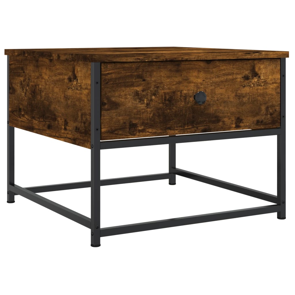 Tavolino in quercia affumicata 51x51x40 cm legno di ingegneria