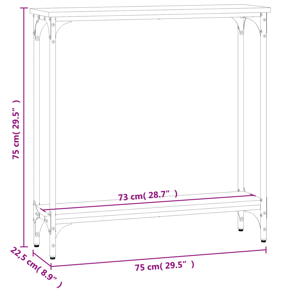 Table console sonoma gris 75x22,5x75 cm bois d'ingénierie