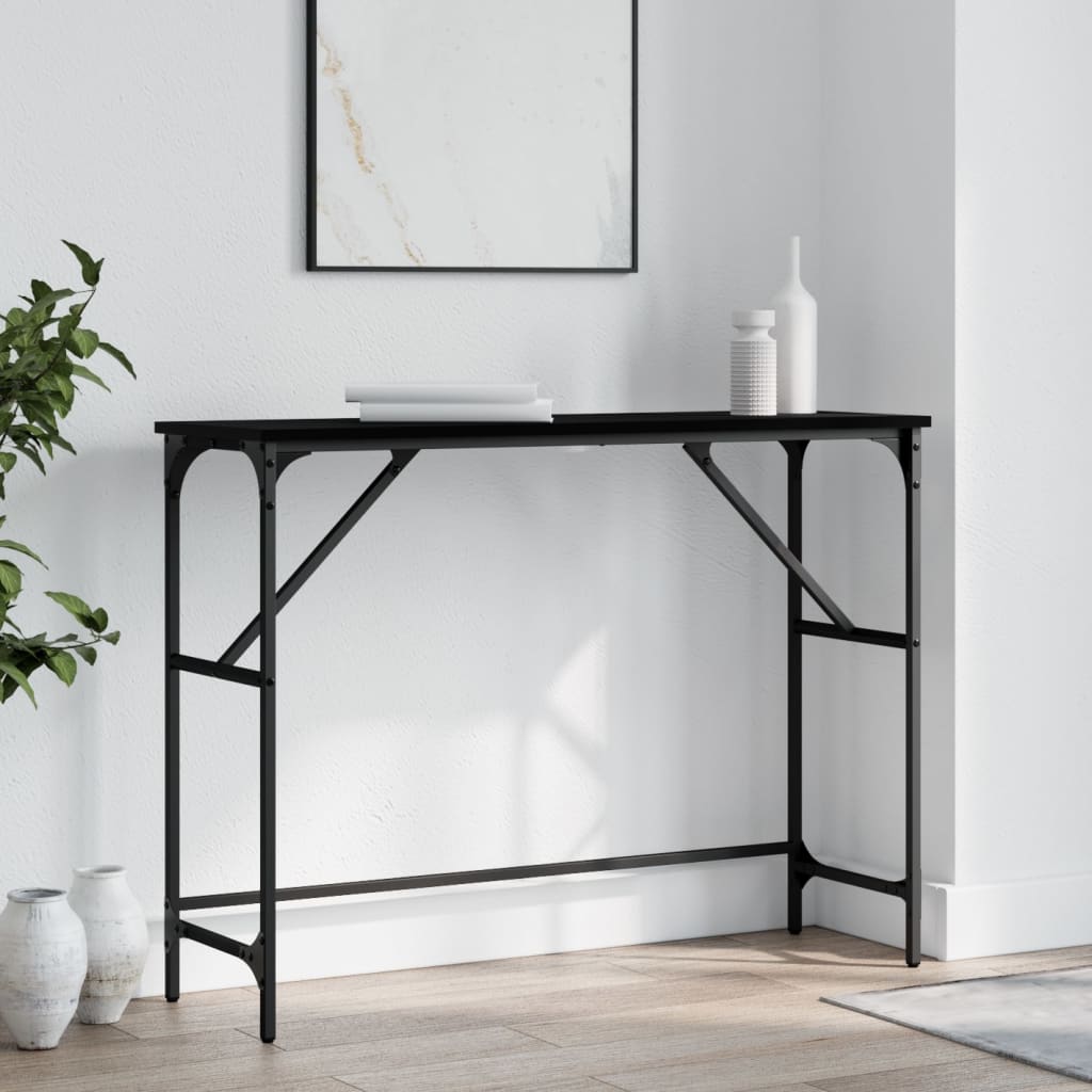 Black console table 100x32x75 cm engineering wood