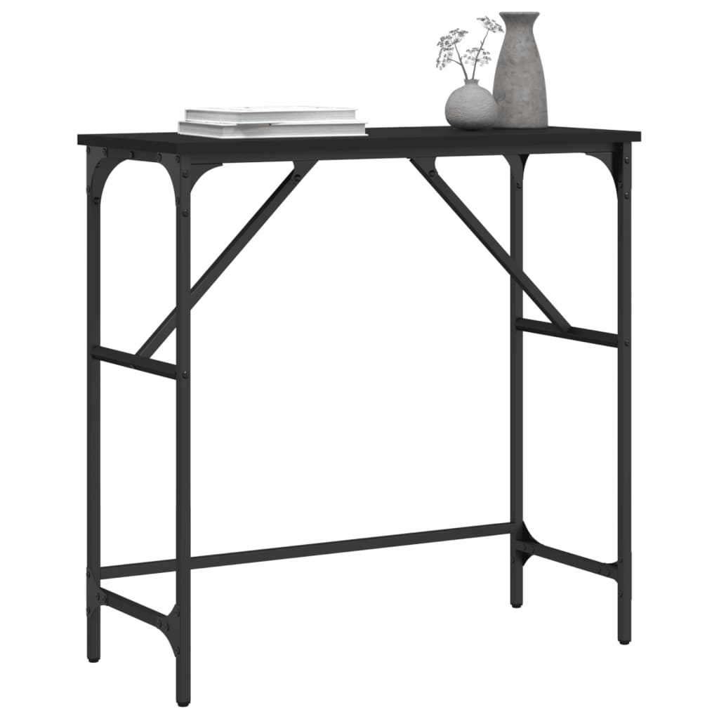 Black console table 75x32x75 cm engineering wood