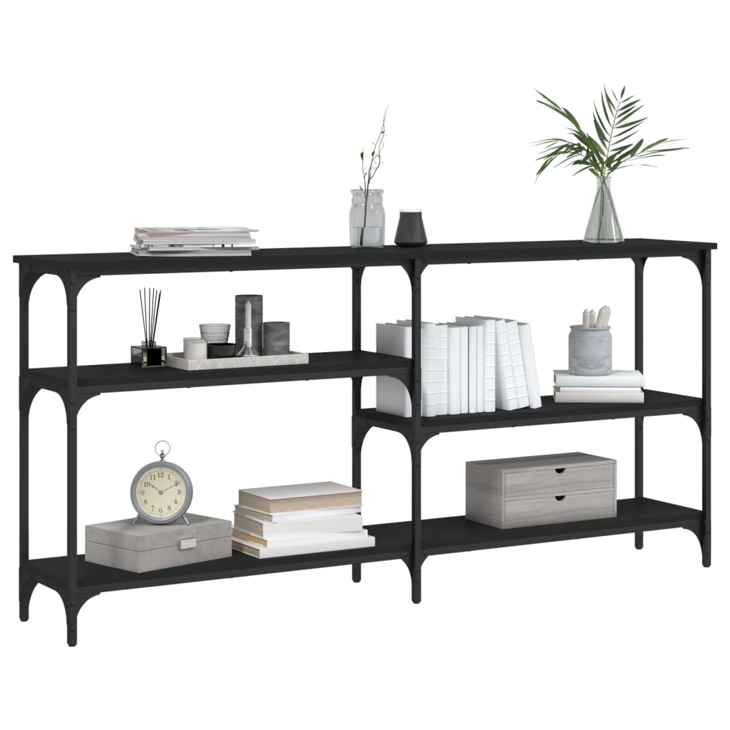 Black console table 160x29x75 cm engineering wood