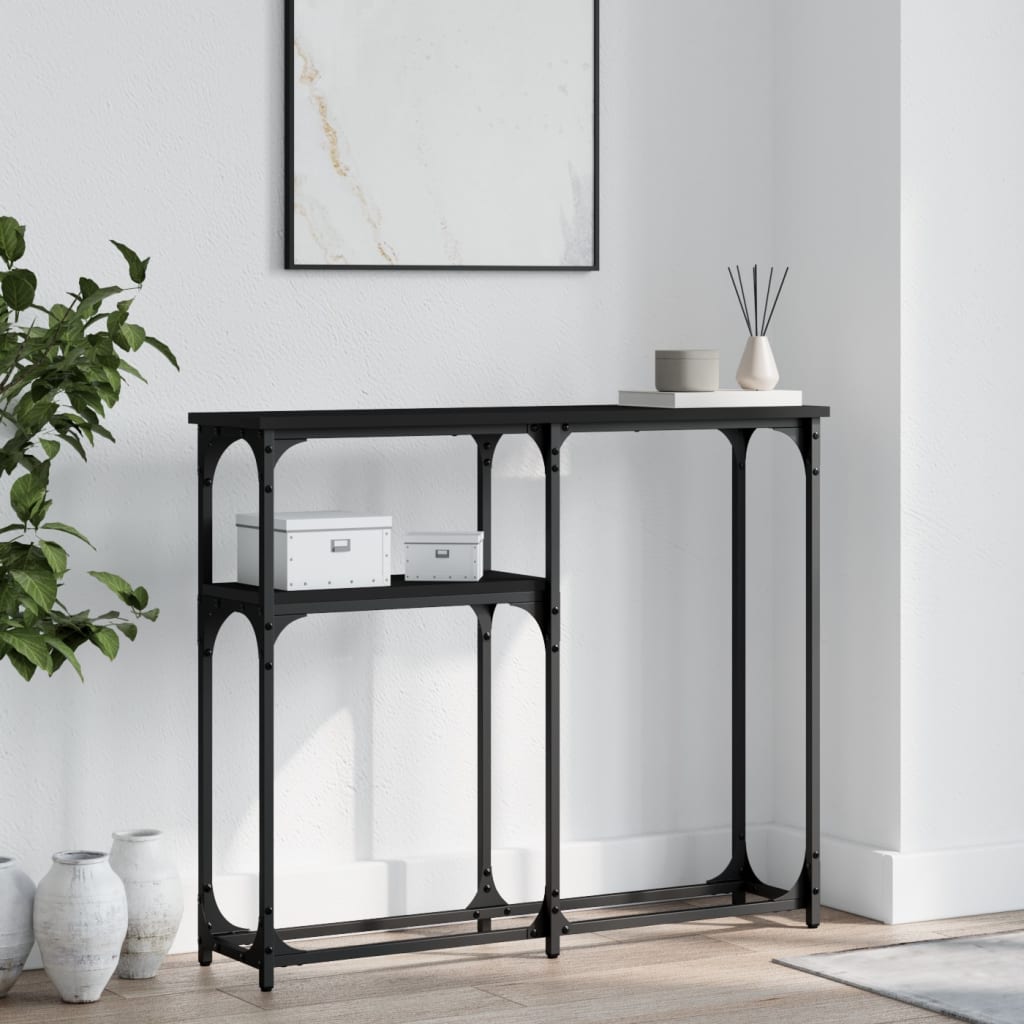 Black console table 90x22.5x75 cm engineering wood