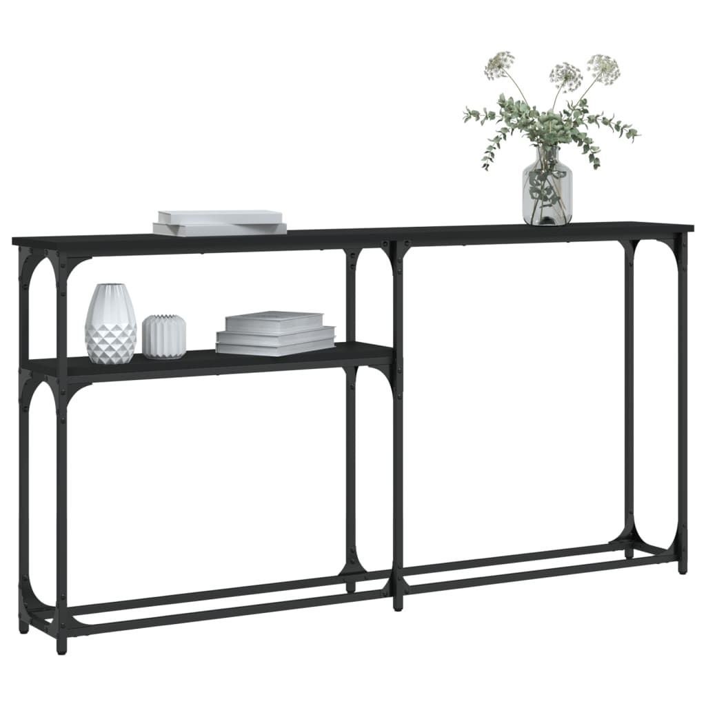 Black console table 145x22.5x75 cm engineering wood