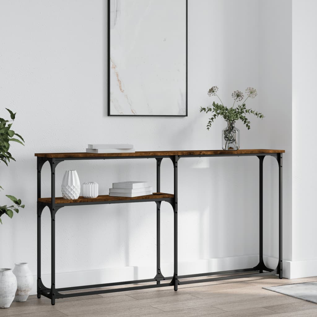 Smoked oak console table 145x22.5x75 cm engineering wood