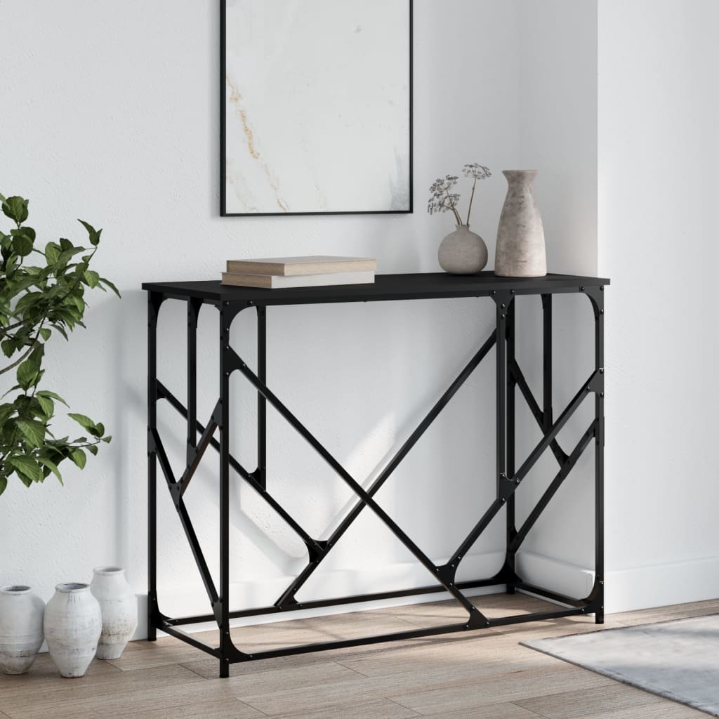 Black console table 100x40x80 cm engineering wood