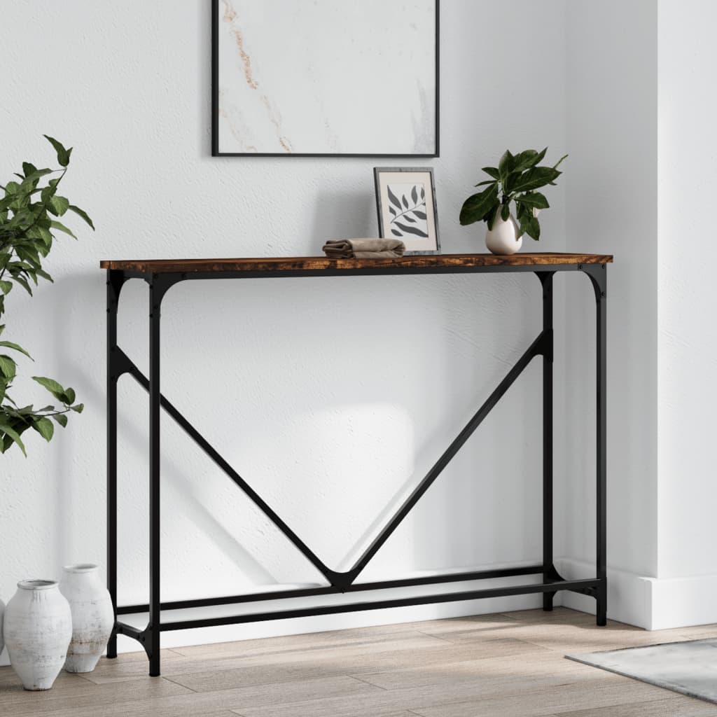 Smoked oak console table 102x22.5x75 cm engineering wood