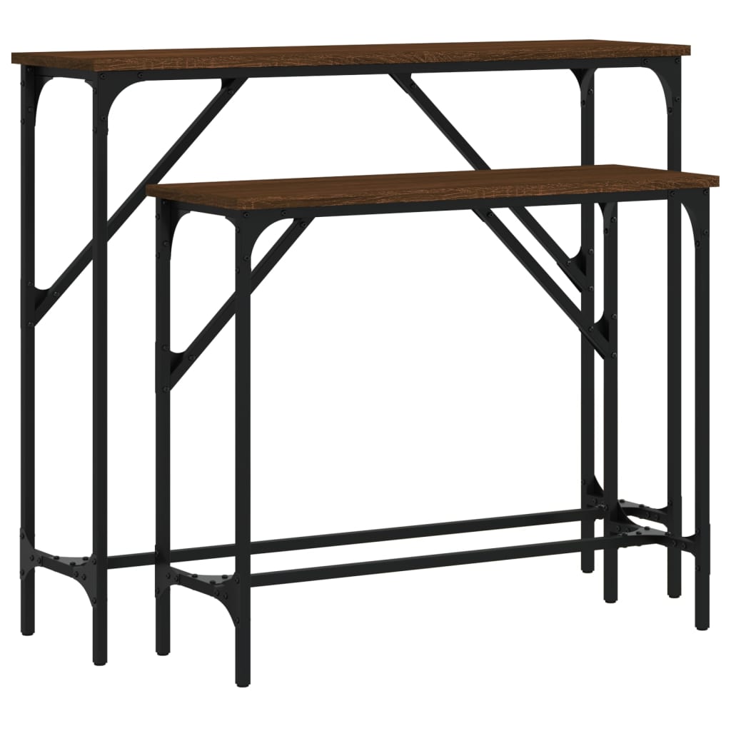 Console tables 2 pcs brown engineering wood
