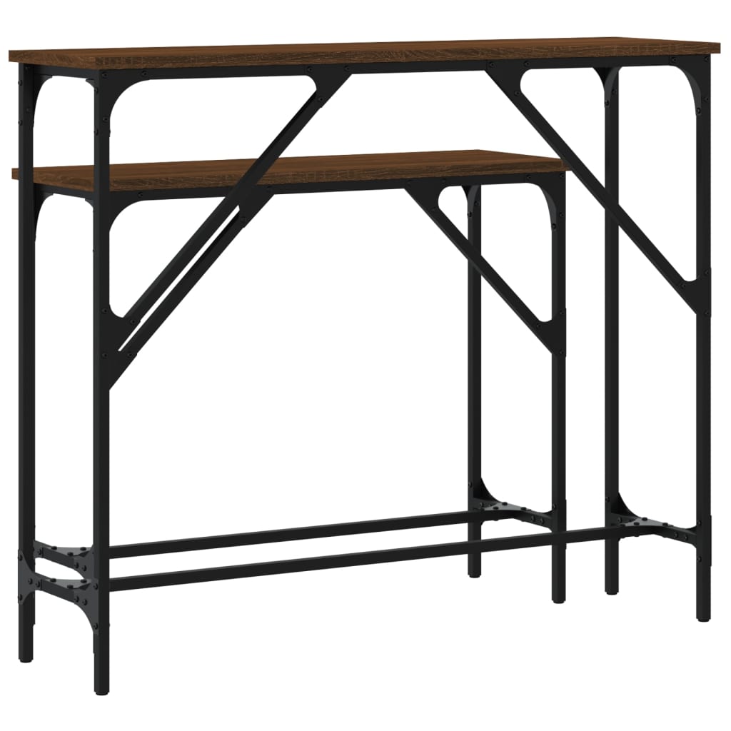 Console tables 2 pcs brown engineering wood