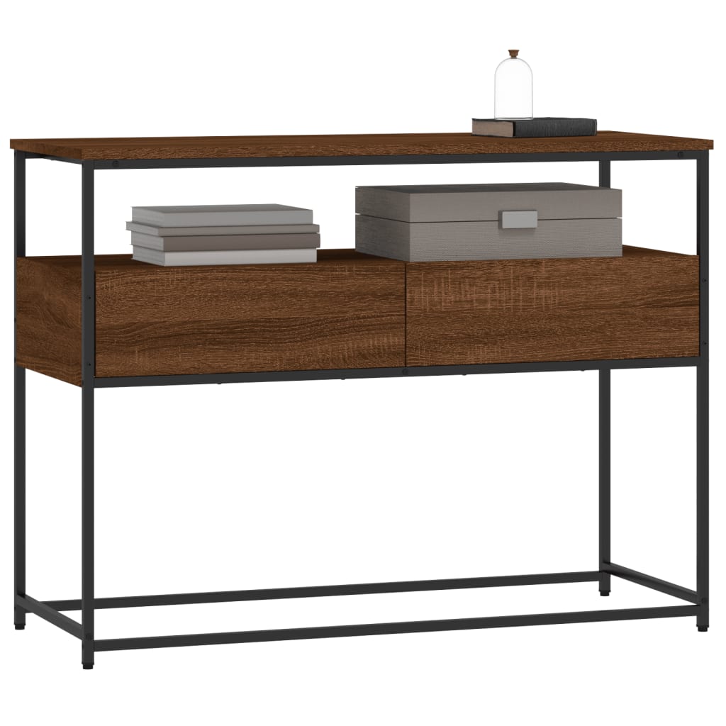 Table console brown oak 100x40x75 cm engineering wood