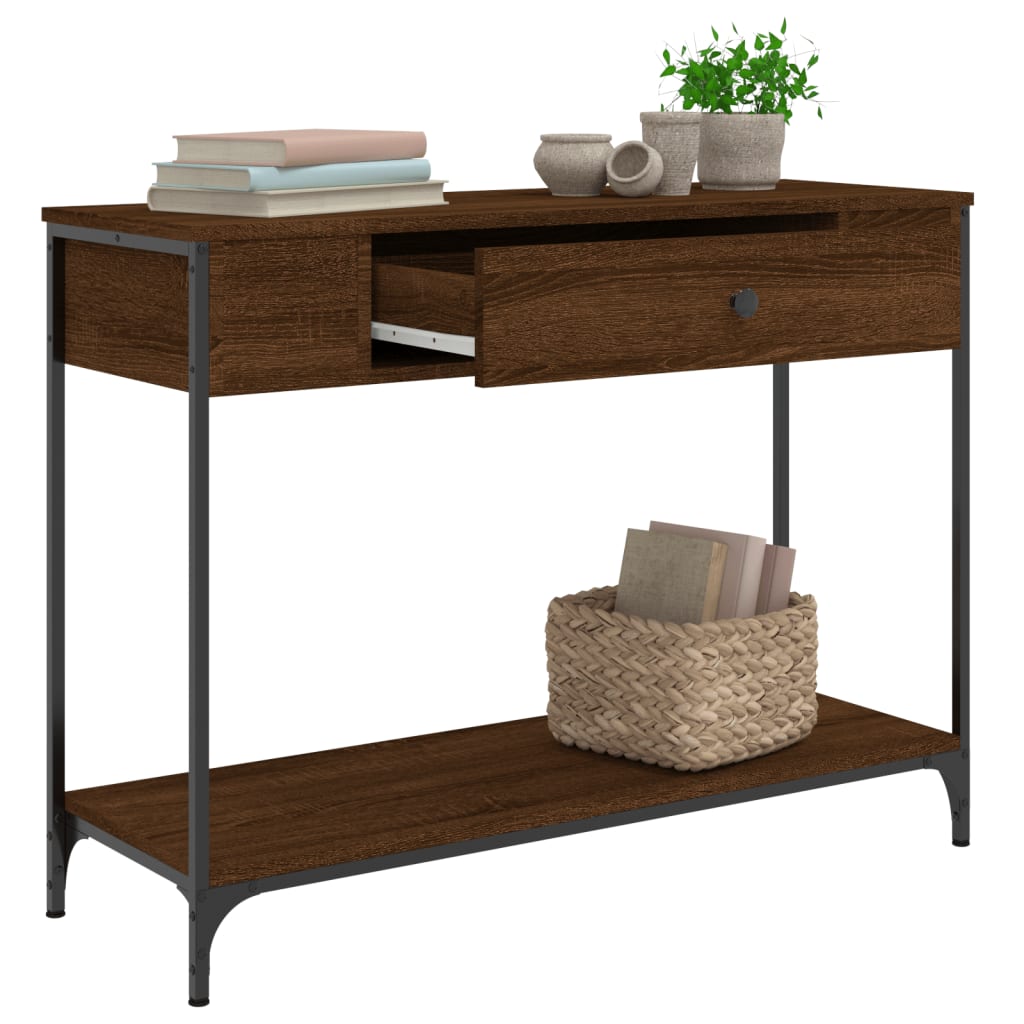 Table console brown oak 100x34.5x75 cm engineering wood