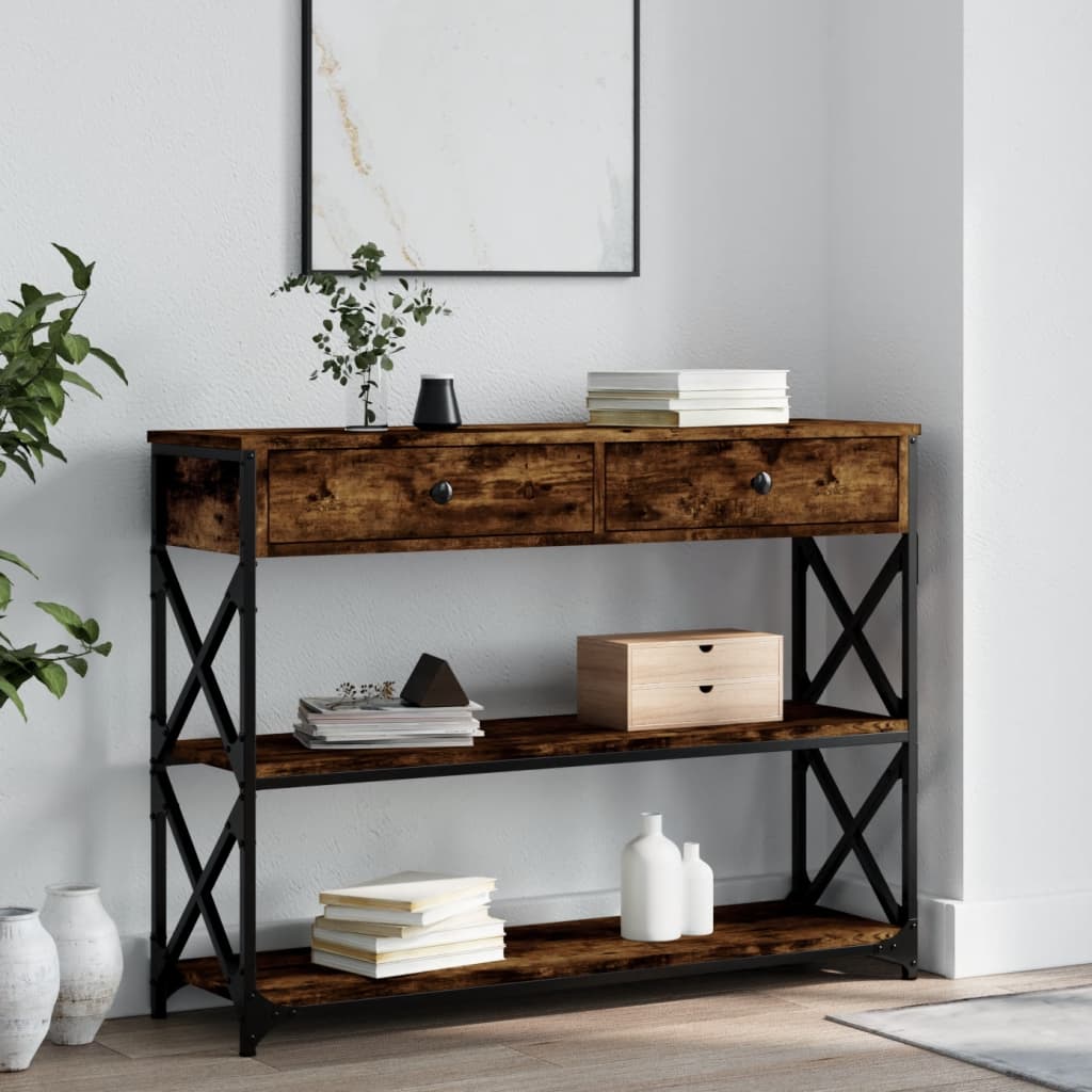 Smoked oak console table 100x28x75 cm Engineering wood
