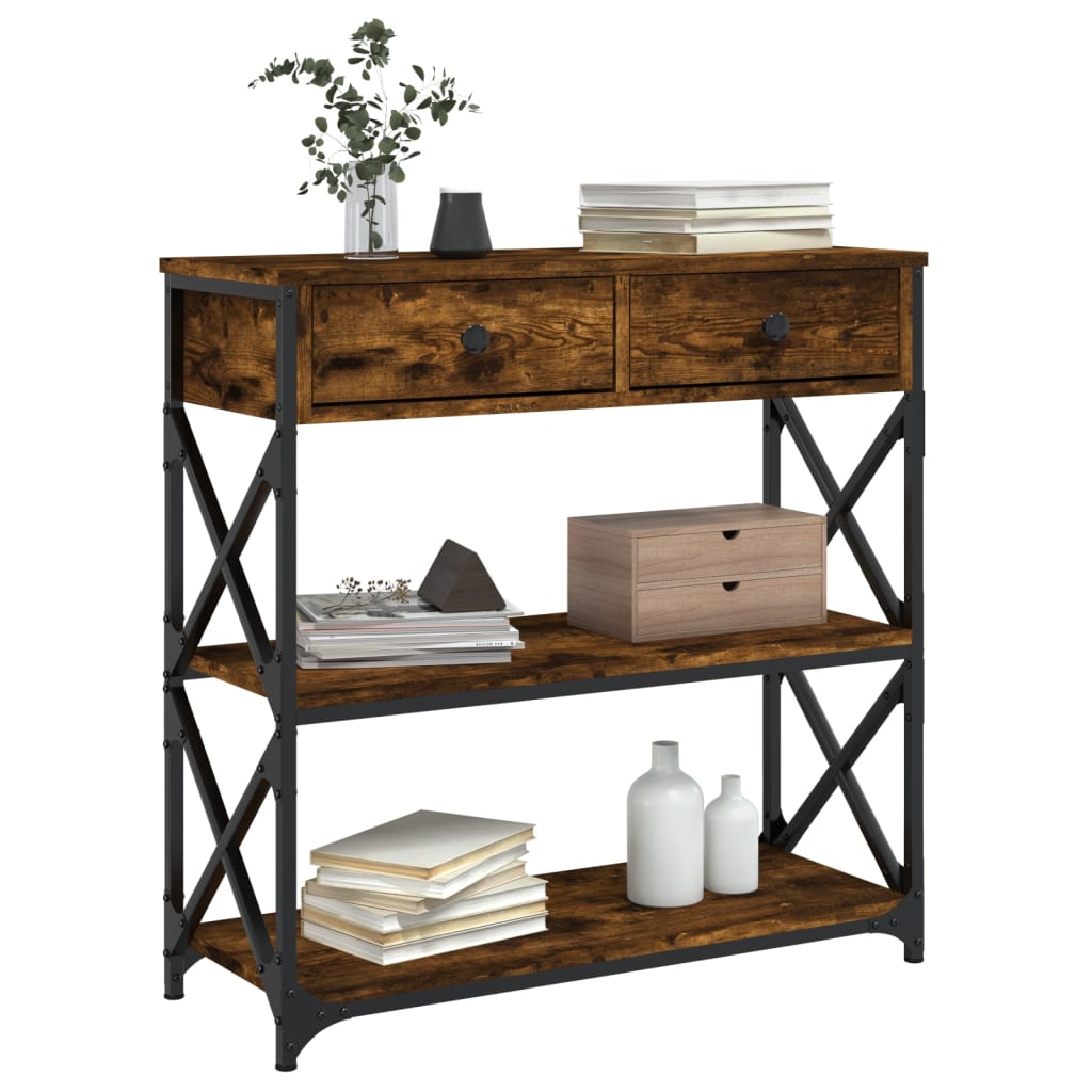 Smoked oak console table 75x28x75 cm Engineering wood