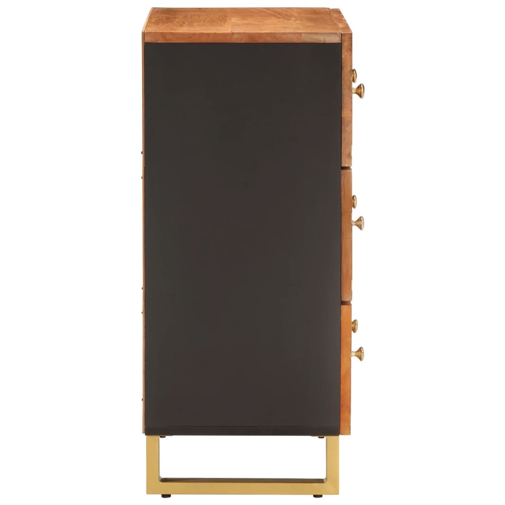 Armoire latérale marron et noir 60x33,5x75 cm bois de manguier