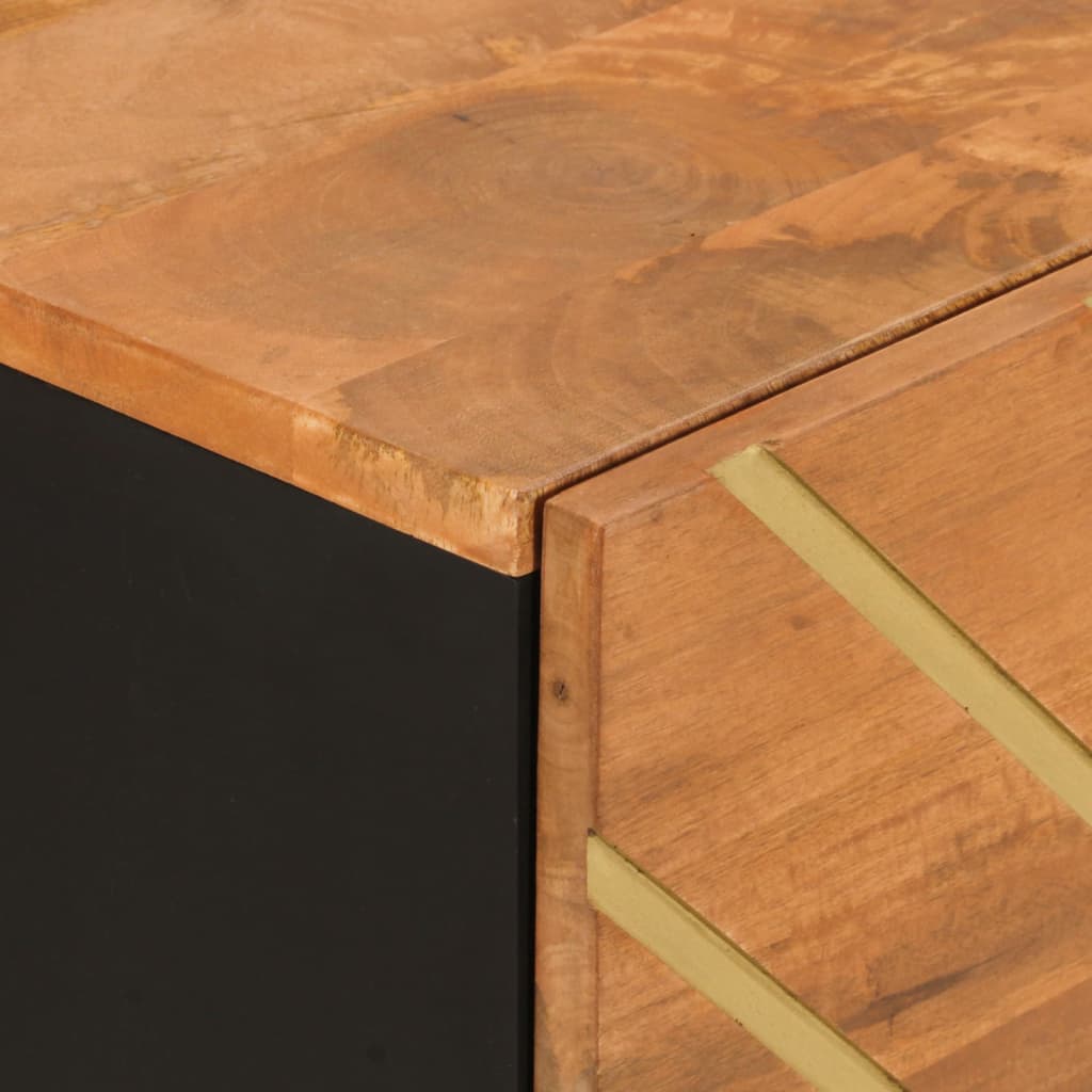 Brauner und schwarzer Seitenschrank 40x33.5x75 cm Mangoholz