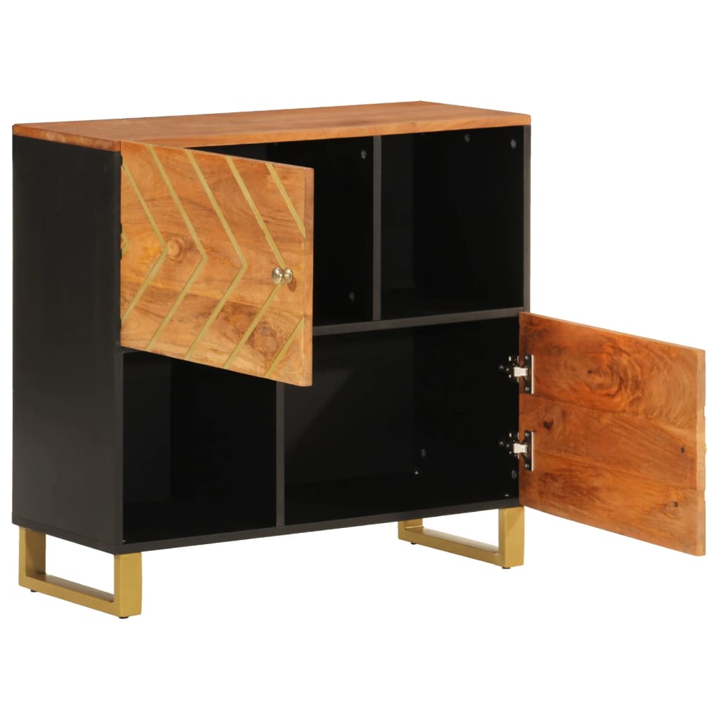 Brown and black side cabinet 80x33.5x75 cm mango wood