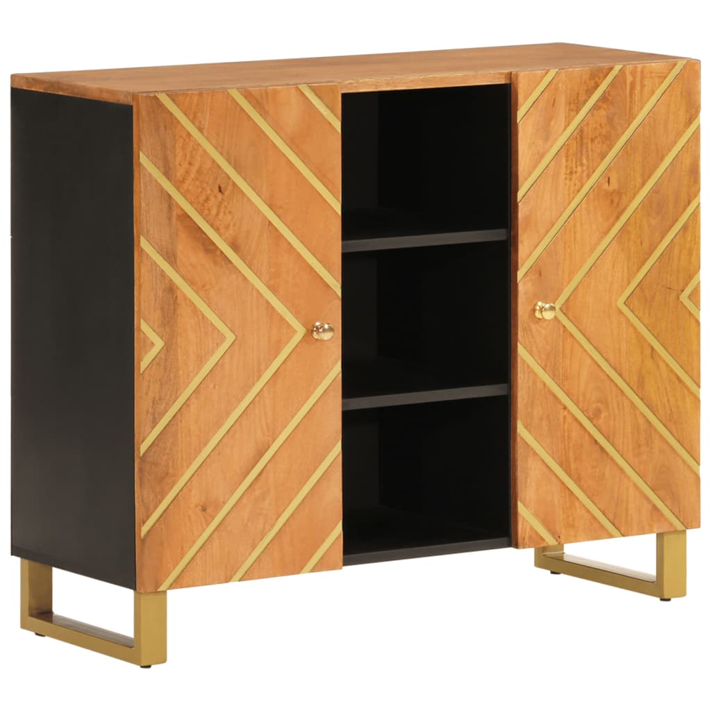 Brown and black side cabinet 90x33.5x75 cm mango wood