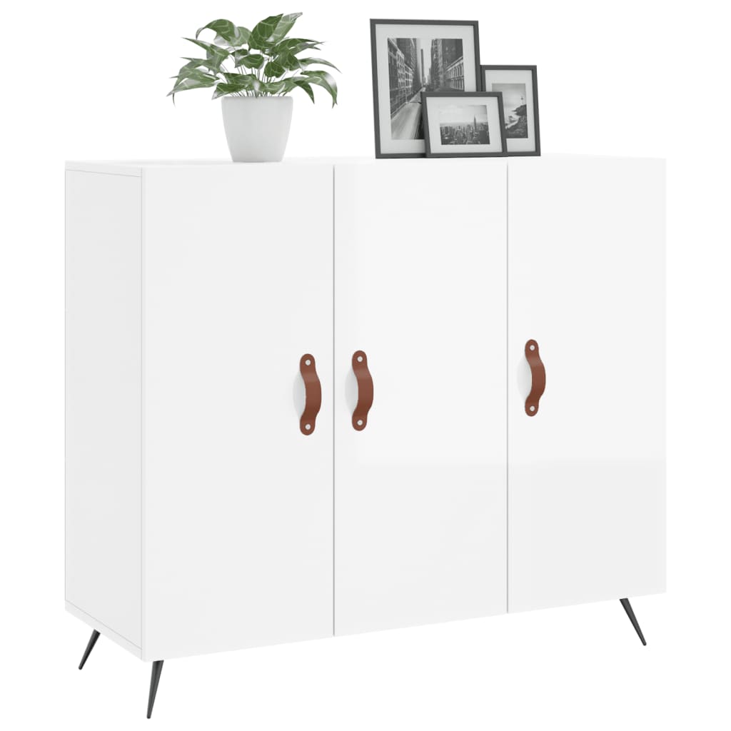 Credenza bianca lucida 90x34x80 cm in multistrato