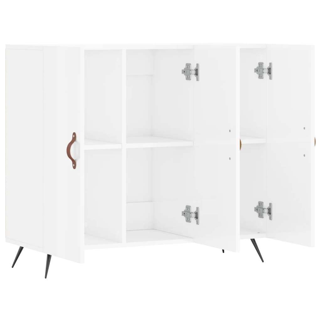 Buffet blanc brillant 90x34x80 cm bois d'ingénierie