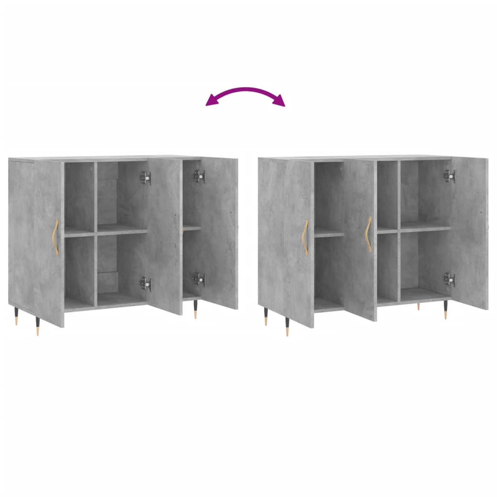 Credenza grigio cemento 90x34x80 cm in multistrato