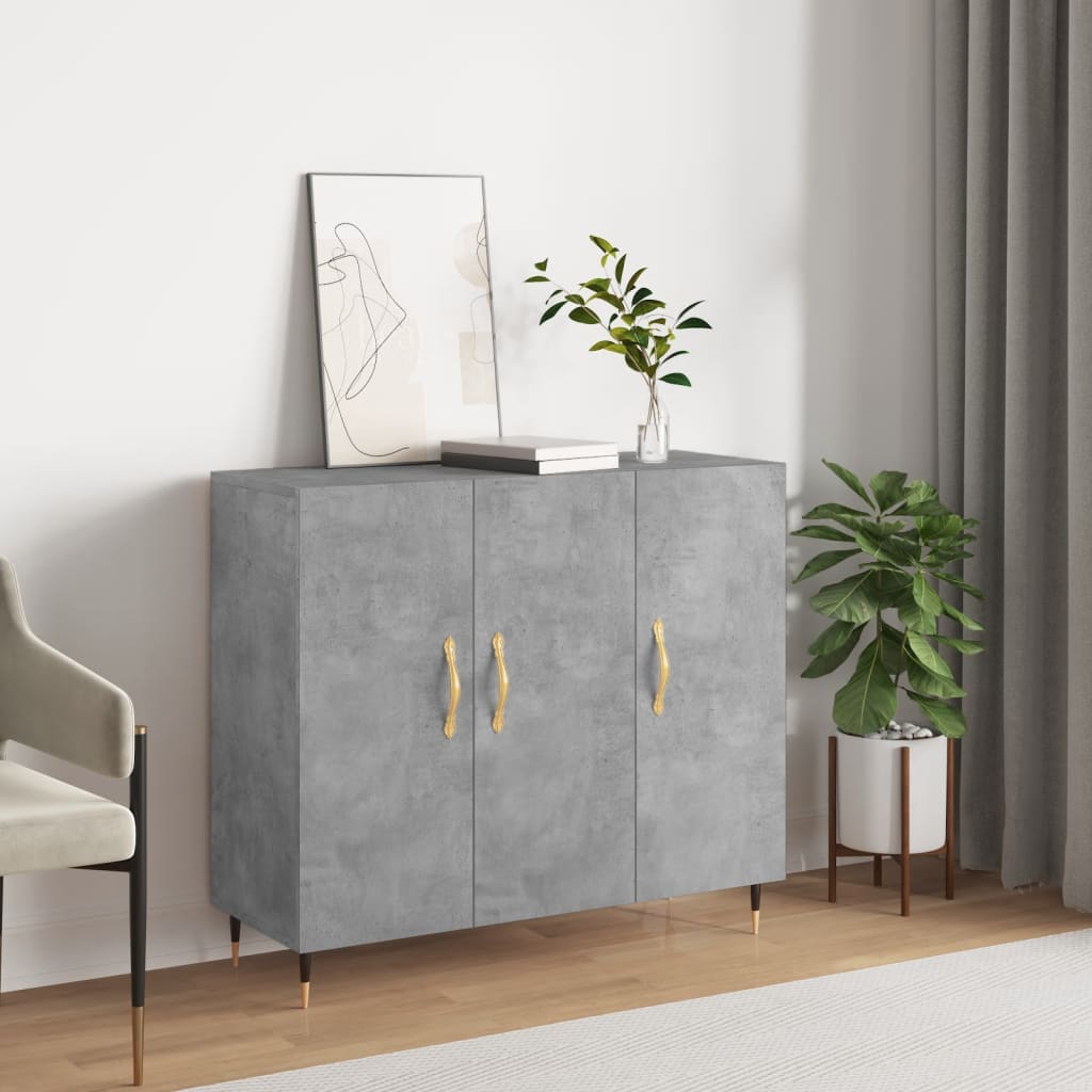 Credenza grigio cemento 90x34x80 cm in multistrato