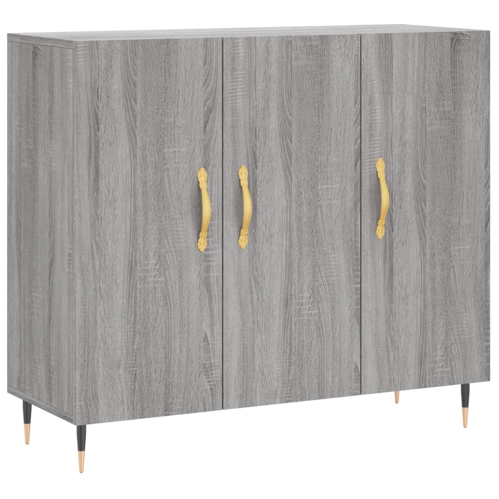 Credenza Sonoma grigia 90x34x80 cm in derivati ​​del legno